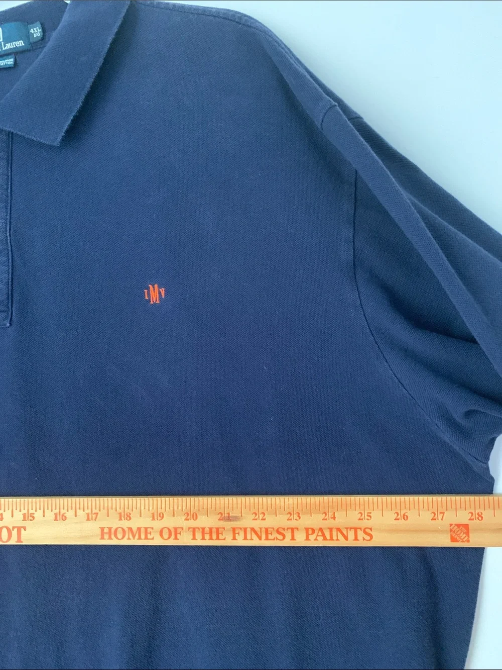 VTG Polo by Ralph Lauren Navy Long-Sleeve Polo with Red Pony Size 4XL